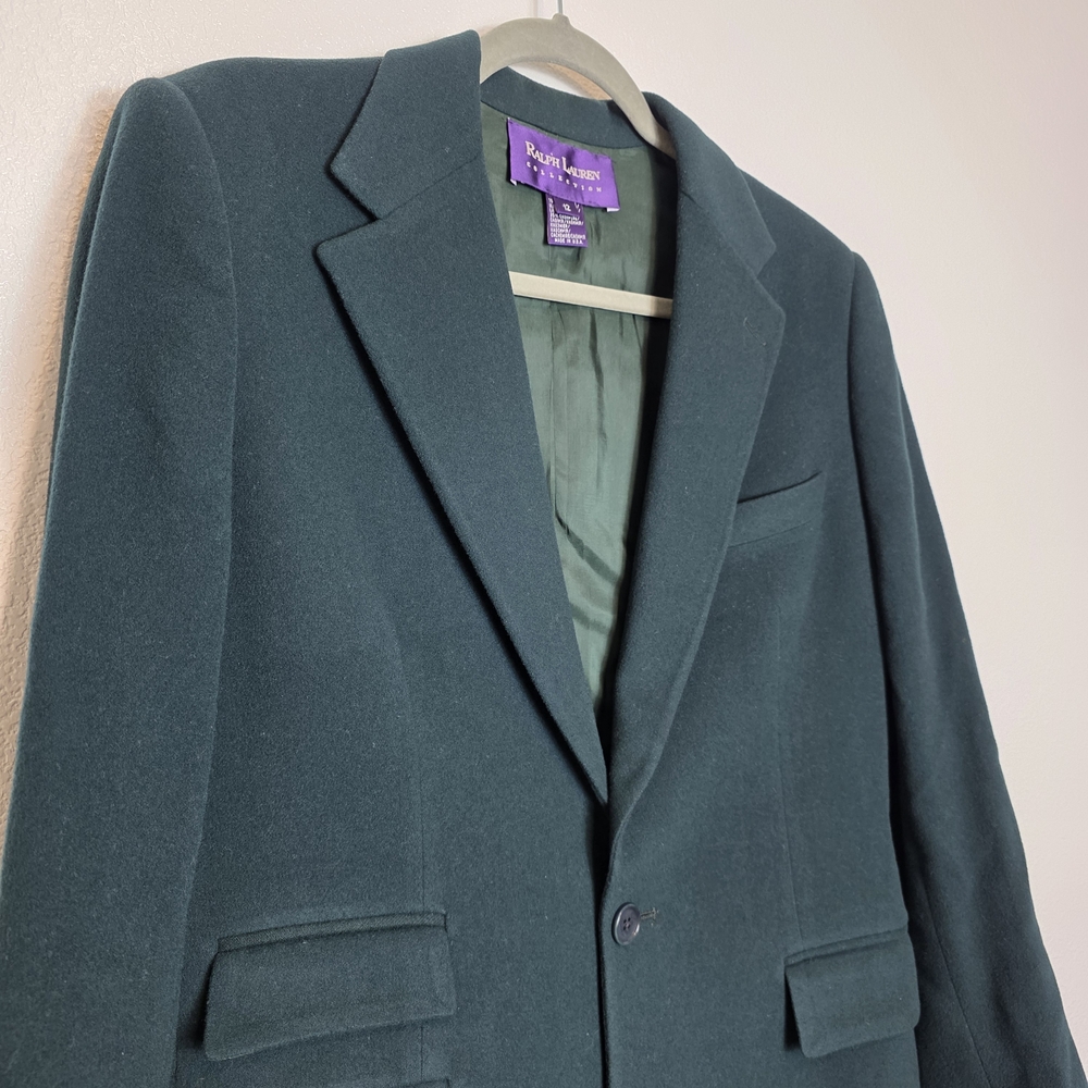 Vintage Ralph Lauren Purple Label Wool Cashmere Blazer Jacket In Green - Picture 2 of 9